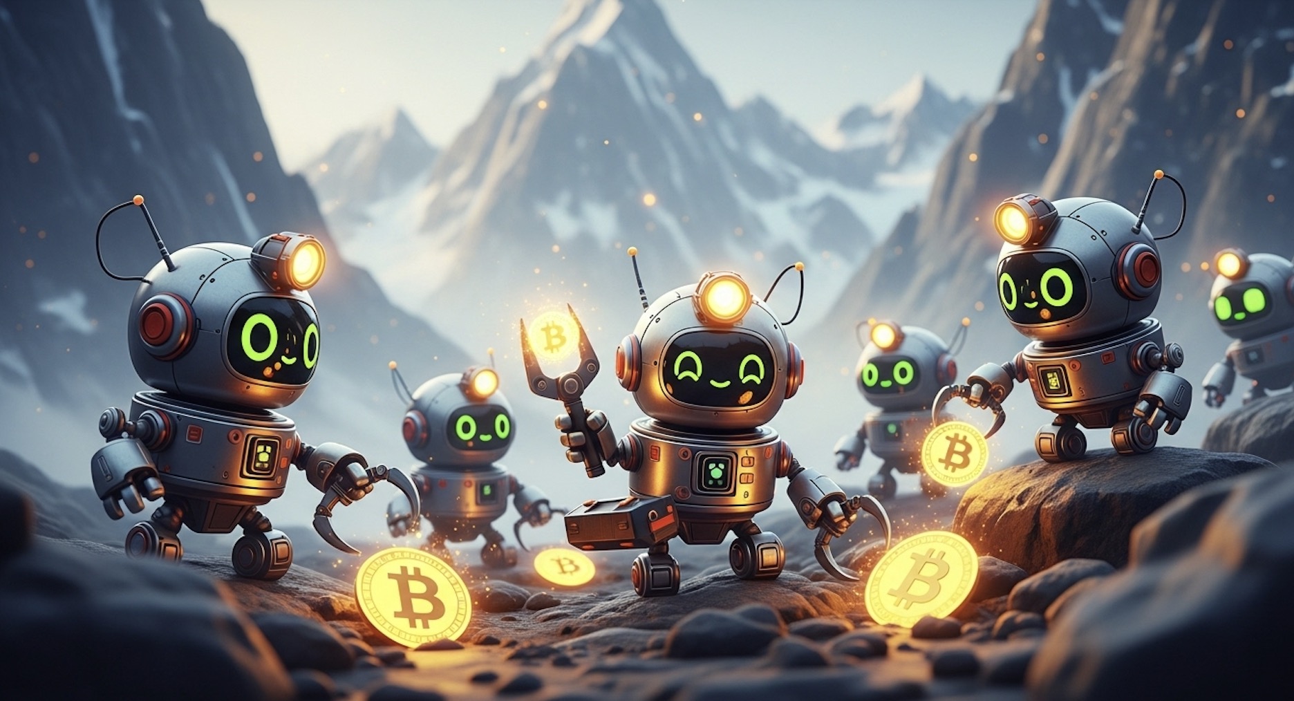 ビットコインをマイニングするミニロボットたち