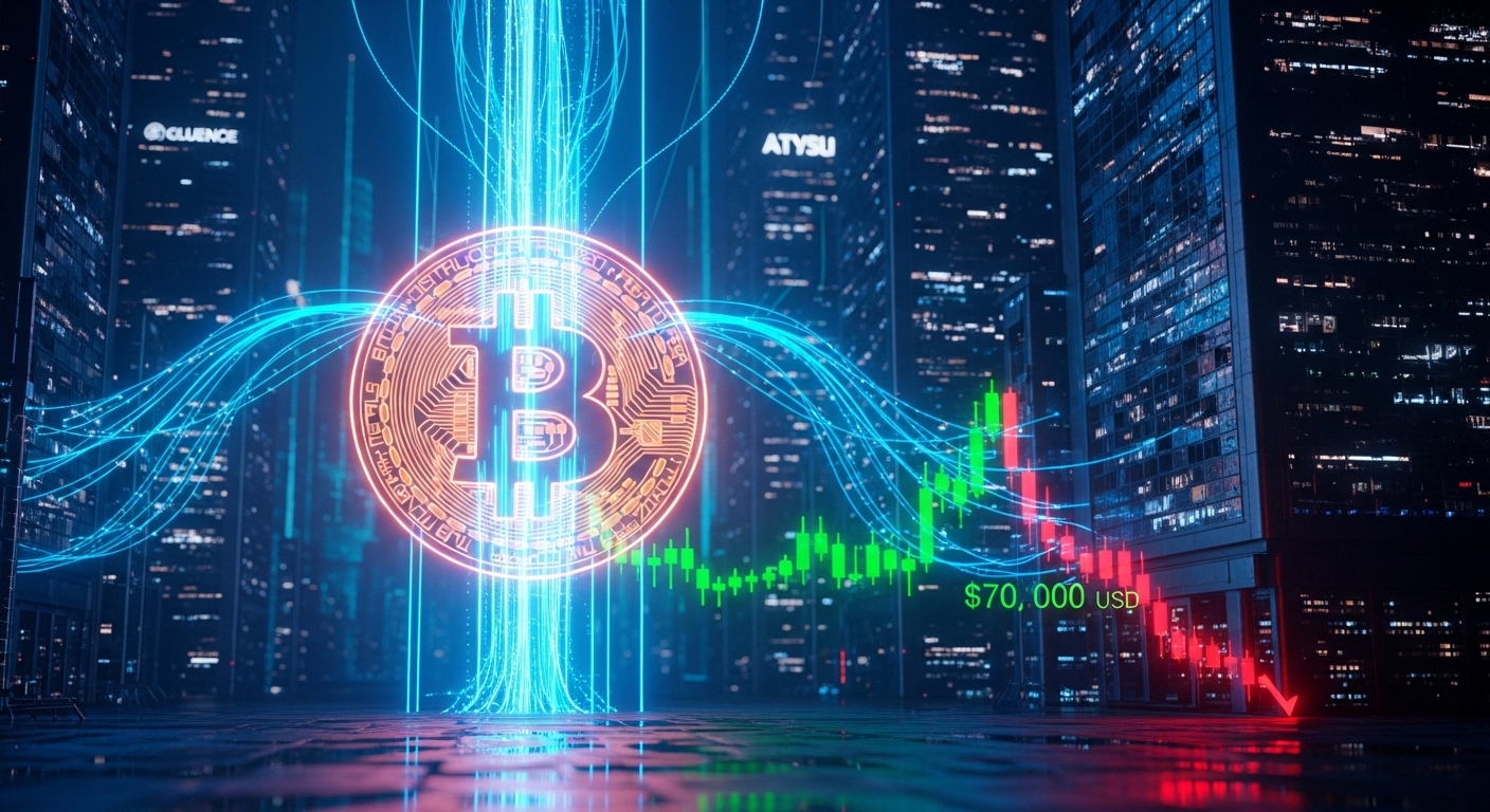 ビットコイン急騰後に反発、7万ドル突破できず｜米株安が影響か