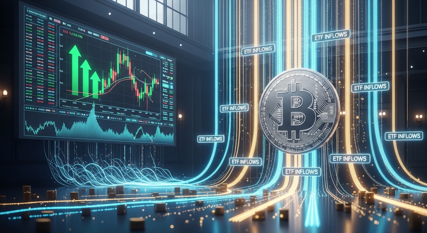 ビットコイン市場にETFから資金流入が続く様子