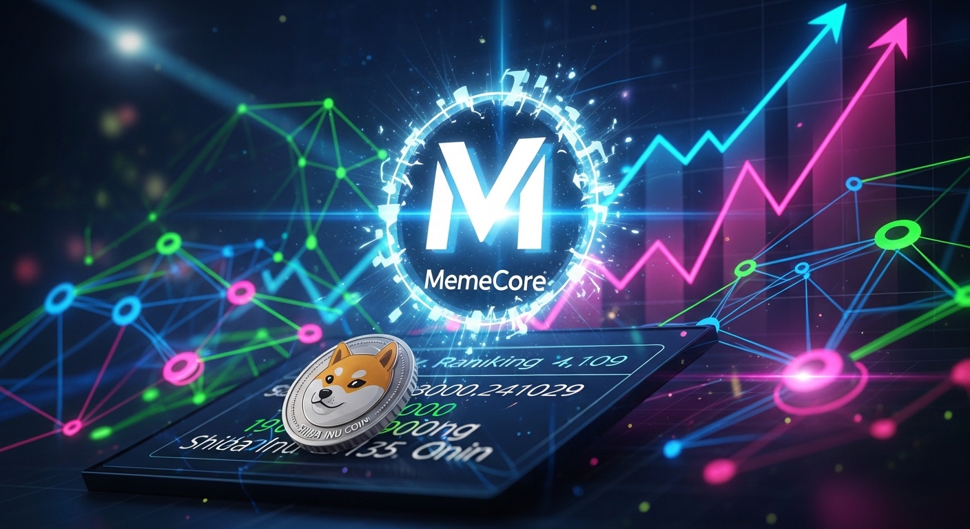 シバイヌを追い抜いて上昇するMemeCoreのグラフィックデザイン